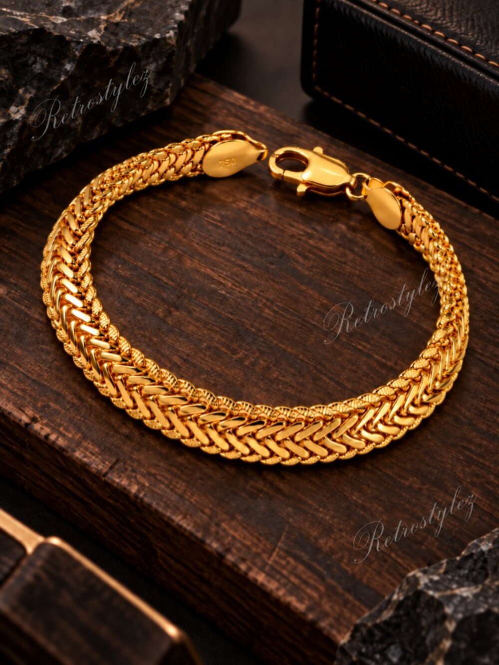 8" Mens 18K Gold Chain Link Style Bracelet Guys New 18K Silver Stamped Jewelry